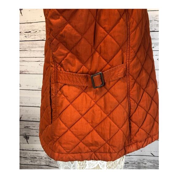 L.L. Bean Quilted Orange Fall Vest With brown corduroy collar size XL - Picture 7 of 12